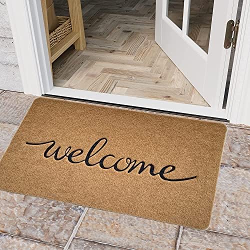 Welcome Doormat Outdoor Indoor Entrance Front Door Mat Entryway Rug Non Slip Rubber Mat Absorbent Low Profile Floor Mats for Entry Porch Patio Garage Kitchen Dorm, 17×30 inch post thumbnail image