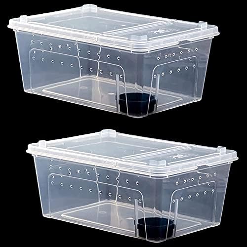 kathson 2PCS Reptile Feeding Box Portable Small Snake Terrarium Habitat Mini Pet Breeding Cage Hatching Container Transparent Gecko Houses for Small Frog Tarantula Spider Scorpion (White) post thumbnail image