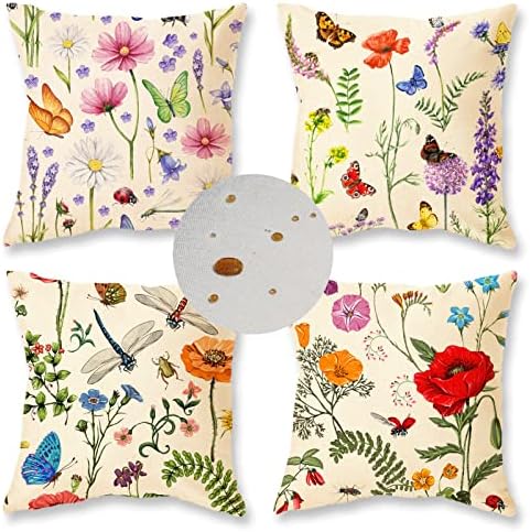 ONWAY Outdoor Waterproof Spring Summer Pillow Covers 18×18 Inch Set of 4 Floral Farmhouse Throw Pillows Decorative Cushion Cases for Outdoor Couch Sofa Patio Furniture Home Decoration post thumbnail image