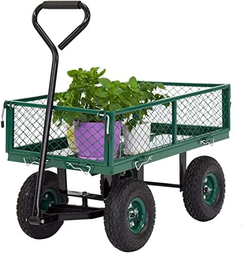 Garden Utility Wagon Cart Heavy Duty 650 Lbs Capacity – Rolling Utility Wagon with Handle and Removable Sides (Mesh Around) post thumbnail image