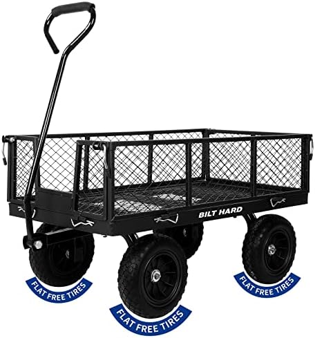 BILT HARD 880 lbs 10″ Flat Free Tires Steel Garden Cart with 180° Rotating Handle and Removable Sides, Heavy Duty 4 Cu.Ft Capacity Utility Garden Carts and Wagons post thumbnail image