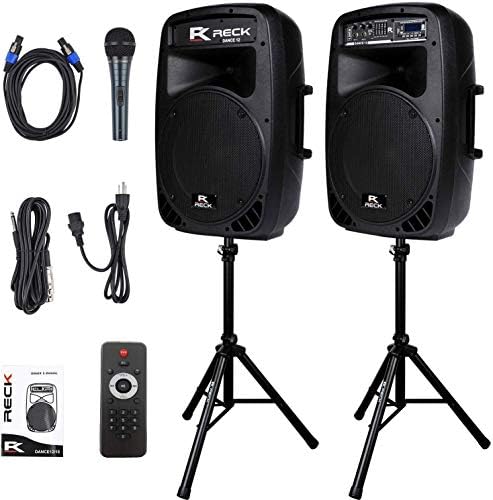 Proreck Dance 12 Portable 12-Inch 1000 Watts 2-Way Powered PA Speaker System Combo Set with Bluetooth/USB/SD Card Reader/FM Radio/Remote Control/Speaker Stand post thumbnail image