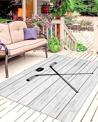 Outdoor Rug Carpet 6x9feet, Winter Ice Hockey Sticks Camping Area Rugs Soft Non-Shedding Non-Slip Floor Carpets Mat for Indoor Living Room,Bedroom Vintage Grey Wood Board post thumbnail image