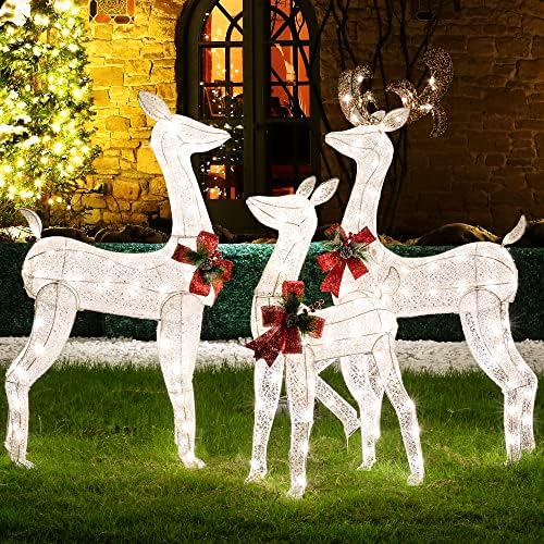 Shintenchi 3-Piece LED Lighted Christmas Deer Outdoor Yard Decorations, 3D Super Large Christmas Reindeer Decor, Outdoor Lighted Holiday Deer with 360 LED Displays for Front Yards Garden Lawn Patio post thumbnail image