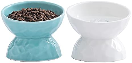 Ceramic Raised Cat Bowls,8 Ounces Tilted Elevated Cat Food Bowl,Porcelain Pet Feeder Dishes for Flat Faced Cats, Small Dogs,Protect Pet’s Spine,Set of 2(White&Green) post thumbnail image