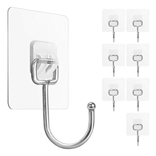 FACURY Large Adhesive Hooks 22Ib(Max), Waterproof and Rustproof Wall Hooks for Hanging Heavy Duty, Stainless Steel Towel and Coats Hooks to use Inside Kitchen, Bathroom, Home and Office, 8Pack post thumbnail image