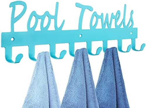 Pool Towel Rack for Bathroom Wall Mount Towel Hooks Towel Holder Carbon Steel Hanger Organizer Indoor Outdoor for Robe, Towel, Coat, Swimsuit, Umbrella, Bag, Keys(Blue) post thumbnail image