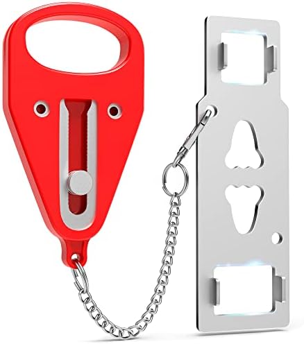 Portable Door Lock Security 1-Pack Hotel Door Lock Latch for Apartment Door Security Lock, Airbnb, College Dorm Lock, Hotel, School – Additional Home Safety Lock for Front Door(Red) post thumbnail image