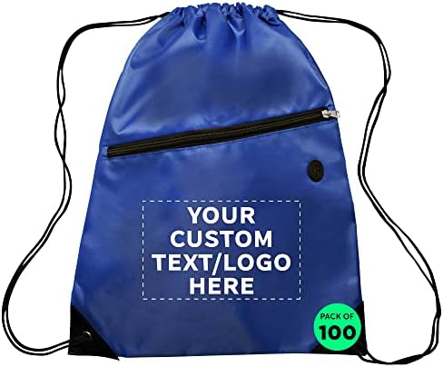 DISCOUNT PROMOS Custom Drawstring BackPacks with Pocket Set of 100, Personalized Bulk Pack – Water Resistant, Perfect for Gym, Camping, Beach, Outdoor Sports – Blue post thumbnail image