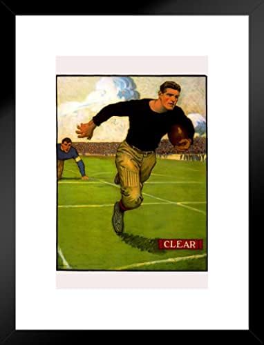 Vintage Football Player Running Carrying Ball Field Sports Card Vintage Illustration Matted Framed Wall Decor Art Print 20×26 post thumbnail image