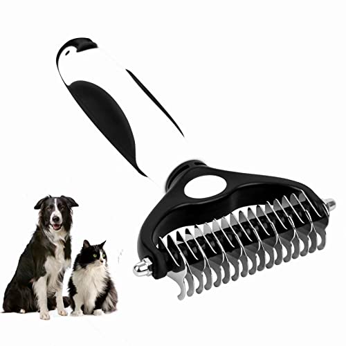 Pet Grooming Brush – Double Sided Shedding and Dematting Undercoat Rake Comb for Dogs and Cats, Extra Wide, Ergonomically Designed, Great for Short to Long Hair of Medium Large Dogs and Cats, Penguin Shape post thumbnail image