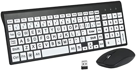 Full Size Large Print 2.4g Wireless Keyboard and Mouse with Oversized Print for Kids Visually Impaired Low Vision Individuals (Black) post thumbnail image