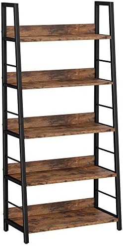 IRONCK Industrial Bookshelves and Bookcases, Ladder Shelf 5 Tier with Metal Frame for Living Room, Home Office, Rustics Brown post thumbnail image