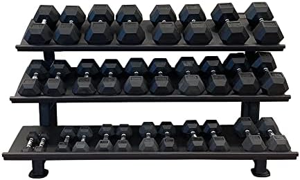 GGD Rubber Hex Dumbbell Set 5 lb to 75 lb (1400 lb) 15 Pairs with Shelf Rack post thumbnail image