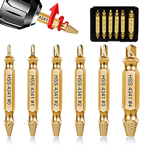 MXiiXM Damaged Screw Extractor Kit, Stripped Screw Extractor Set for Easily and Quickly Remover Common Sizes of Broken Tool and Gold Drill Bit Set of 6 Pcs HSS 4341 Material post thumbnail image