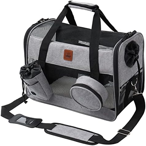 Pet Carrier for Small Medium Cat Dog Puppy – Soft Sided, Collapsible, Grey, Pockets for Water Bottle and Bowl, Safety Locking Zippers TSA Airline Approved Travel Bag Kitten Rabbit Chinchilla lbs post thumbnail image