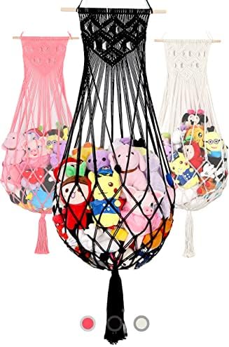 Stuffed Animal Storage Net or Toy Hammock Macrame Wall Hanging Net for Plush Toy Storage Nursery Kidroom Organizer Stuffy Animal Toy Display-Black post thumbnail image