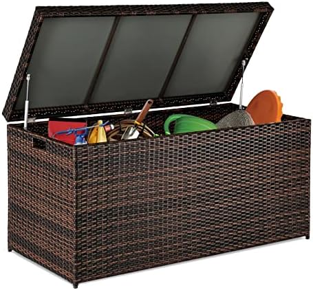 VINGLI Upgraded Version 132 Gallon Outdoor Storage Box, Patio Rattan Deck Box, Wicker Storage Bench for Indoor, Outdoor, Pool, Balcony, Yard, Garden, Brown post thumbnail image