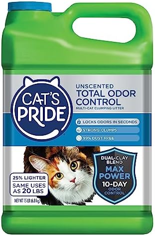 Cat’s Pride Max Power: Total Odor Control – Up to 10 Days of Powerful Odor Control – Strong Clumping – Hypoallergenic – 99% Dust Free – Multi-Cat Litter, Unscented, 15 Pounds post thumbnail image