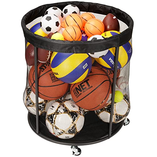 Weyimila Sports Equipment Organizer for Garage, Mesh Ball Holder for Soccer, Basketball, Volleyball, Baseball, Toy, 48 Gals Ball Cart for Holding Ball, Rolling Sports Organizer, Black post thumbnail image