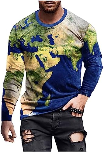 Fashion Men’s 3D World Map Printed T-Shirts Long Sleeve Graphic Tees Shirts Hip Hop Streetwear Tops for Fall Winter post thumbnail image