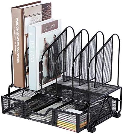 Beiz Desk Organizers and Accessories Storage with 5 Vertical File Folder Holders, Paper Tray, Drawer for Office, Home, Dorm, Workspace to Collect Office Supplies (Black) post thumbnail image