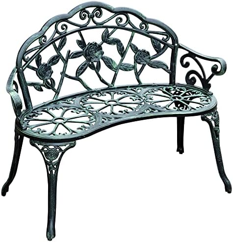 Outsunny Garden Bench Loveseat with Floral Rose Style, Cast Aluminum Frame for Outdoor, Patio, Park, Deck, Antique Green post thumbnail image