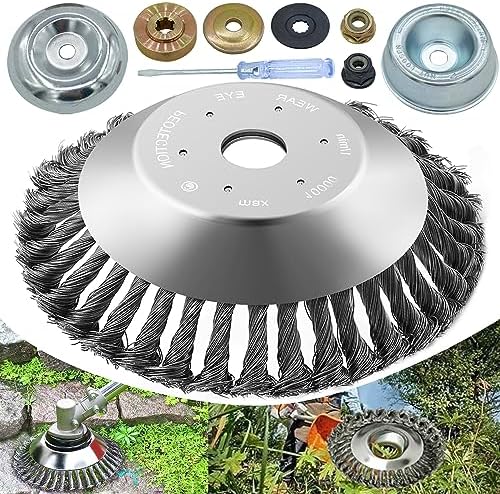 NeJesZoe 8 Inch Steel Wire Rotary Weed Brush Cutter Trimmer Head Weed Eater Cutter Blade with Universal Adapter Kits for Stihl Husqvarna String Trimmer Gardening Lawnmower Moss Grass Rust Removal etc post thumbnail image