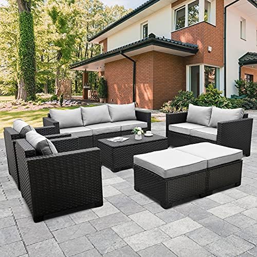 Rattaner Patio Furniture Sets 7 Pieces Outdoor Furniture Sectional Patio Couches Set Storage Table No-Slip Grey Cushions and Waterproof Covers post thumbnail image