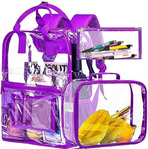 TXHVO 3PCS Clear Backpack, Heavy Duty Transparent Bookbag, See Through PVC Backpacks for Women – Dk. Purple post thumbnail image