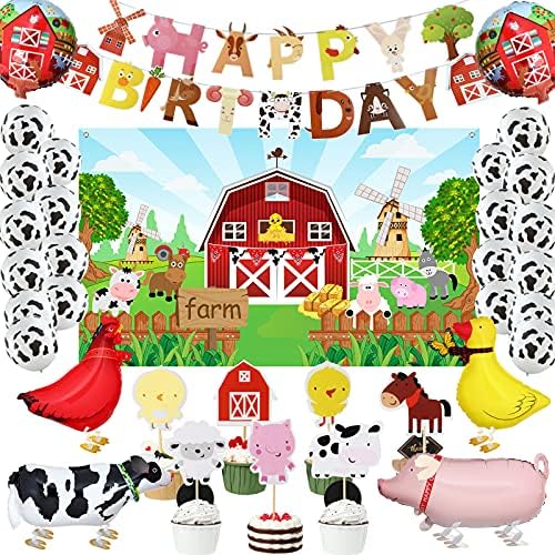 Farm Birthday Party Decorations Supplies Farm Animals Barn Backdrop Banner Farm Animals Walking Balloons Cupcake Toppers Set for Kids Farm Animals Cow Theme Party Supplies post thumbnail image