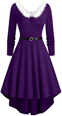 Mini Dresses for Plus Size Women Christmas Long Asymmetric Women Plus Patchwork Sleeve Size Faux Dress Panel with Belt post thumbnail image