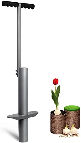 Walensee Bulb Planter Lawn and Garden Tool, Flower Weeder or Weeding Tools for Digging Hoes Soil Sampler Transplanting Sod Plugger Flower Bulb Garden Planting Tool Steel with T-Style Long Handle, Grey post thumbnail image