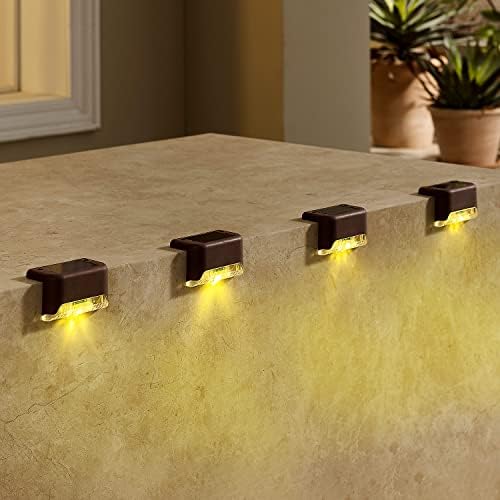 CHOWERFLY Solar Deck Lights Black 4 Pack Outdoor Waterproof Led Patio Fence Step Stairs Decorate Illumination Garden Dackyard Landscape Terrace Armrest (Warm White) post thumbnail image