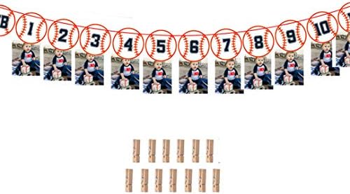 Baseballs Theme Milestone Photo Banner – Baseball Theme Rokie Year Banner Birthday Party Decorations – Baseball 12 Month Picture Banner Baseball Monthly Photo Banner First Year Birthday Decoration Baby Shower Supplies (Baseball Photo Banner) post thumbnail image