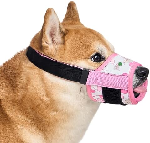 Eirpoot Dog Muzzle, Soft Nylon Printed Mask, Breathable Mesh Adjustable Anti Bite and Anti Miseating Mouth Cover, Circular Small, Medium and Large Dog Pet Mask (Pink-S) post thumbnail image