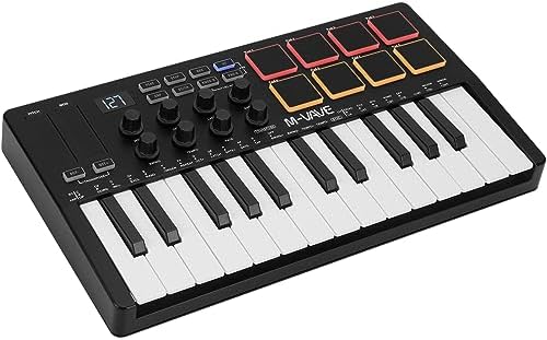 M-WAVE 25 Key USB MIDI Keyboard Controller With 8 Backlit Drum Pads, Bluetooth Semi Weighted Professional dynamic keybed 8 Knobs and Music Production,Software Included (classics) post thumbnail image