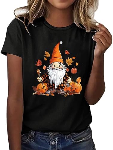 Womens Fall Pumpkin T-Shirts Funny Short Sleeve Halloween Graphic Tees Tops Vintage Loose Workout Halloween Shirt post thumbnail image