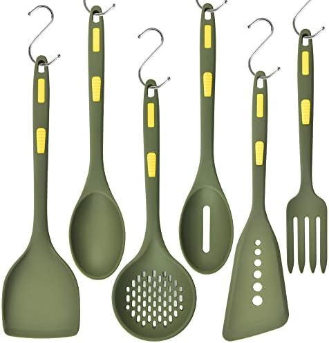 Collfa Heavy Duty Kitchen Silicone Cooking Utensils Set Heat Resistant Kitchenware Nonstick Durable Kitchen Tools For Cooking,With Hooks 7 Pcs Slotted Spoon,Spatula,Stirring Fork,Spoon,Dark Green post thumbnail image