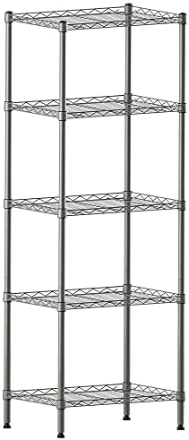 YOHKOH 5 Wire Shelving Metal Rack Adjustable Unit Storage Shelves for Laundry Bathroom Kitchen Pantry Closet Silver post thumbnail image