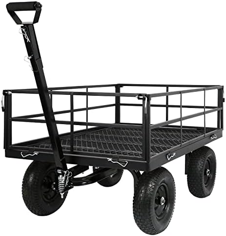 BILT HARD 1200 Lbs Capacity Steel Yard Garden Cart, 9 Cu. Ft Heavy Duty Carts and Wagons with 2-in-1 Handle, Removable Sides and 13-in Tires, Black post thumbnail image