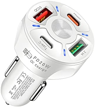 Car Charger Adapter, 4 Ports USB Fast Charger with LED Light Display, QC3.0 Adapter Mini Cigarette Lighter, 20W Charger Station Compatible with iPhone Android Samsung Galaxy and More (White-2/1PCS) post thumbnail image