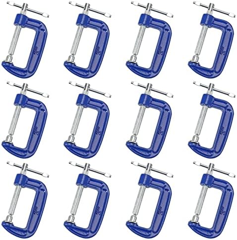 JEUIHAU 12 Pack 2 Inches C Clamp, Heavy Duty Malleable Iron C-Clamp with 2-inch Jaw Opening and 0.85-inch Throat Depth, Blue Power Coated C Clamp for Woodworking, Welding and Building post thumbnail image