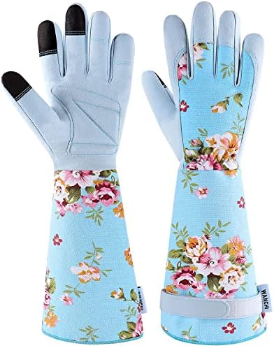 WANCHI Gardening Gloves for Women, Long Leather Garden Gloves, Ladies Light Protective Gloves for Yard & Outdoor Work post thumbnail image