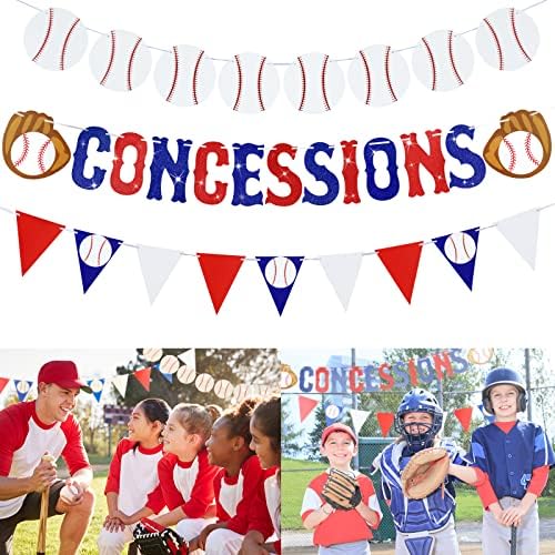 3 Pieces Baseball Garland Baseball Banner Glitter Concessions Banner Baseball Triangle Bunting Pennant Flag Sports Themed Baseball Decorations for Party Favors Baseball Birthday Party Supplies post thumbnail image