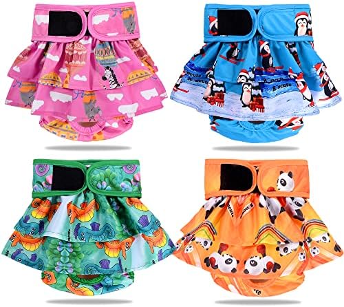 Washable Dog Diapers Female(4 Pack)-Reusable High Absorbent No-Leak Doggie Diapers,Puppy Panties for Doggy in Heat,Period,Incontinence,Excitable Urination(Animal Sports,X-Small) post thumbnail image