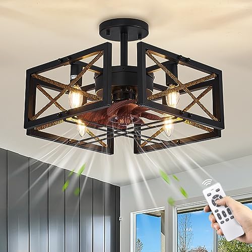 20In Flush Mount Ceiling Fan with Light, Farmhouse Ceiling Fans with Lights Remote Control, Black Industrial Ceiling Fan Light for Bedroom Living Room Kitchen post thumbnail image