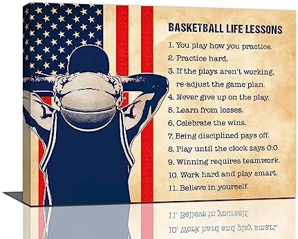 Basketball Wall Art Motivational Basketball Life Lessons Pictures Wall Decor Sport Painting Rustic Framed Artwork Basketball Gifts for Basketball Lovers for Workout Home Gym Living Room 12″x16″ post thumbnail image