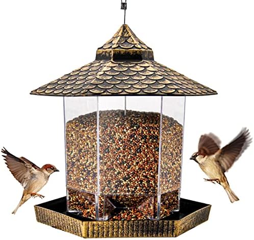 Twinkle Star Wild Bird Feeder Hanging for Garden Yard Outside Decoration, Hexagon Shaped with Roof post thumbnail image