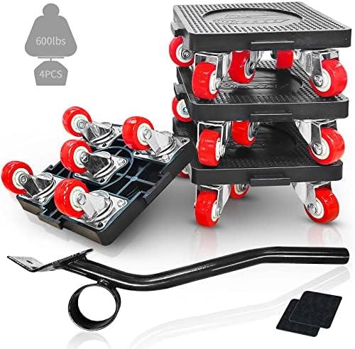 4 Pack Furniture Roller Mover with 5 Wheels & Furniture Lifter, Furniture Dolly, 600Lbs Load Capacity, 360° Rotation Moving Wheels for Moving Heavy Furniture Sofa Cabinet Refrigerator post thumbnail image